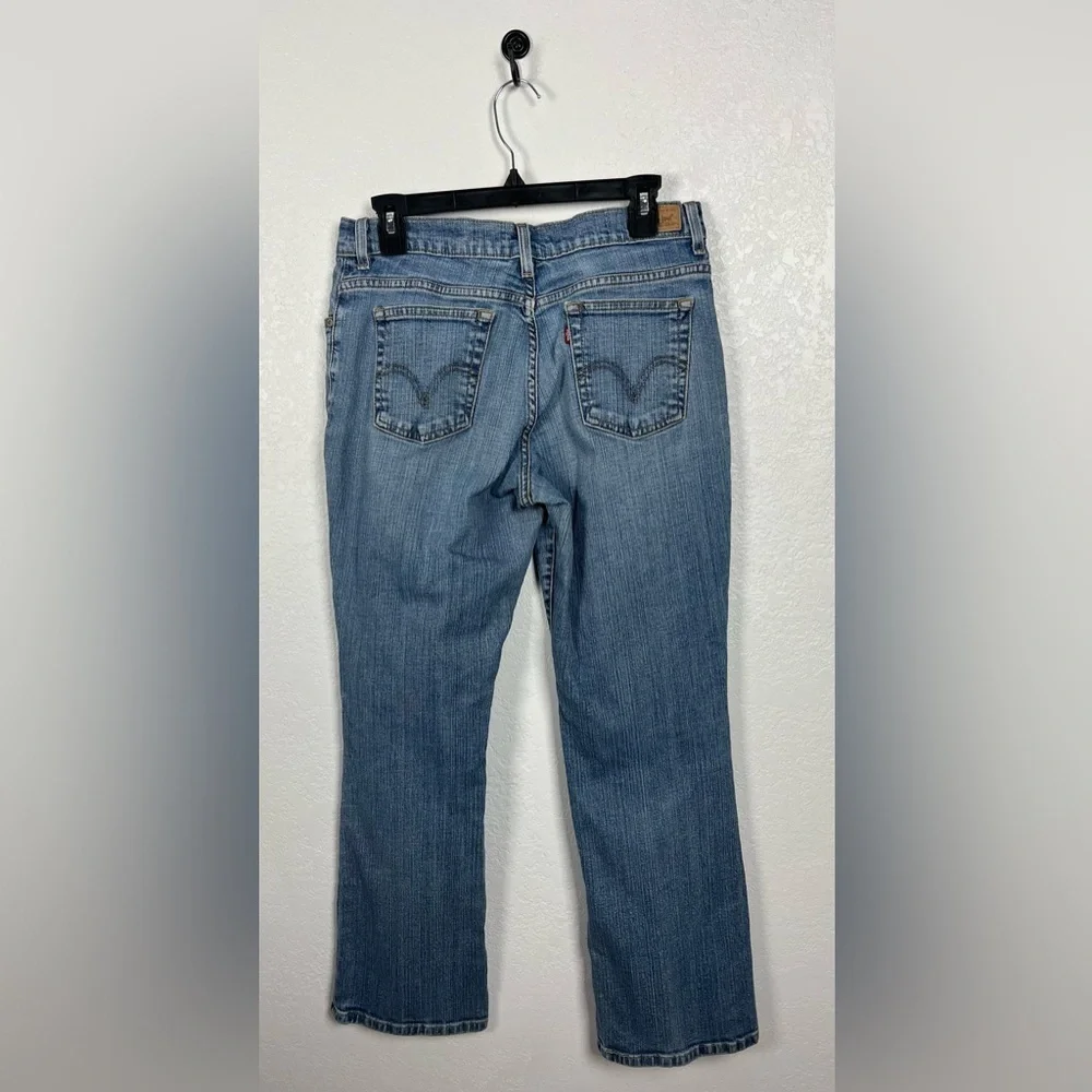 Levis Relaxed Boot Blue Jeans Womens Hand Painted Green White Floral Sz 10 Short